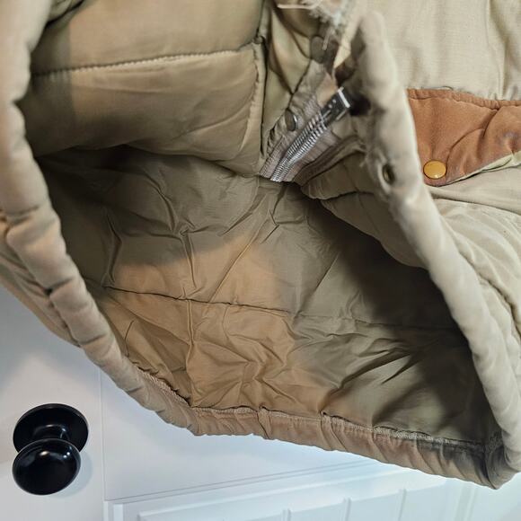 Vintage Puffer Coat Mens Small Tan Brown 80s Utility Farm Ranch Western Warm - Picture 6 of 13